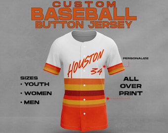 Custom Sublimated Button Down Baseball Jersey - Personalized Name & Number