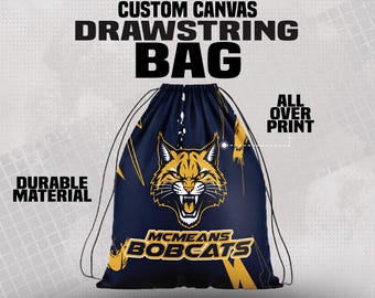 Custom Drawstring Canvas Bags Personalized Team Tee Name Durable Bag Polyester Spiritwear