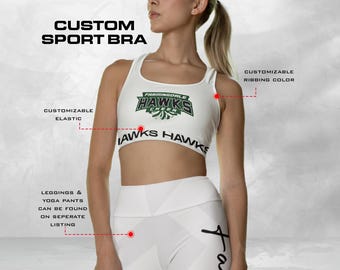 Custom Cheer Sport Bra: Personalized Team Name & Number