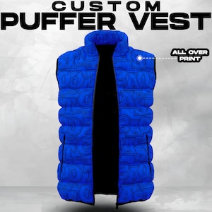 Custom Puffer Vest Down Vest With Lining Team Warm Up Personalized Premium Name Number Sports Adult Women Youth Kids Polyester