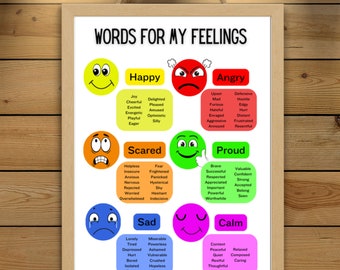Words for feelings, Feelings list, Emotions, Expressions, Feelings chart, Emotional regulation, Social emotional learning