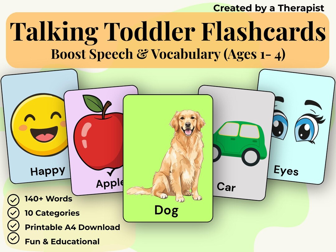 Toddler Flashcards Printable | Speech & Language Cards Ages 1–4 | 140 ...