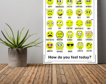 Emotions poster, feelings chart, it&#39;s okay to feel
