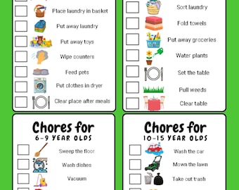 Kids chores, kids responsibility, age appropriate chores, kids list, checklist, household chores, parenting, kids independent
