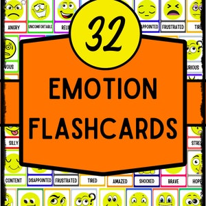 Emotion flashcards, emotional intelligence, emotional regulation, social skills, feelings cards, emotions therapy