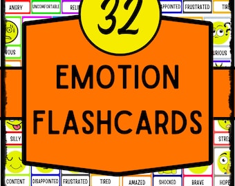 Emotion flashcards, emotional intelligence, emotional regulation, social skills, feelings cards, emotions therapy