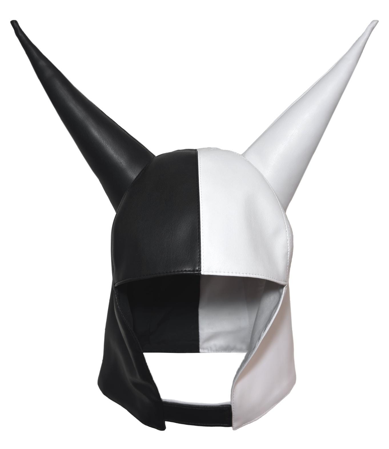 Split Black/white Devil Horns Dunce Hat/cap/mask Exclusive