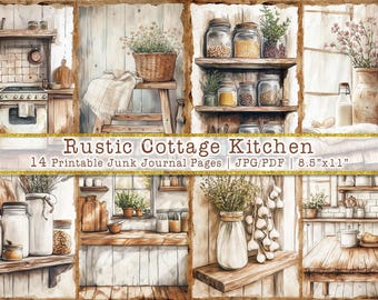 Rustic Cottage Kitchen Junk Journal Pages | Vintage Farmhouse Kitchen Ephemera (Digital Download)