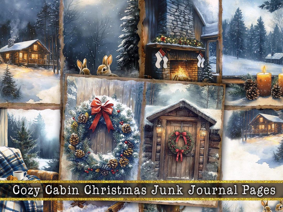 Cozy Christmas Cabin Junk Journal Kit | Rustic Winter Pages (digital ...