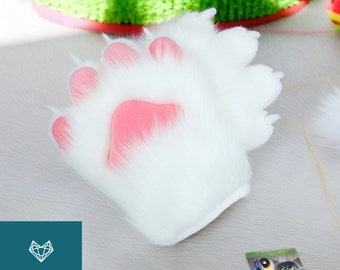 White and Pink Puppy Paws, Furry Gloves, Cosplay Gloves, Cat paws, Puppy Paws, Wolf Paws, Tiger Paws, Fox paws, Pet Play, Furry Cosplay Gift