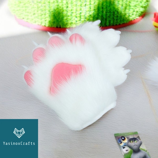 White and Pink Puppy Paws, Furry Gloves, Cosplay Gloves, Cat paws, Puppy Paws, Wolf Paws, Tiger Paws, Fox paws, Pet Play, Furry Cosplay Gift