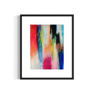 Abstract Framed Wall Art | Original Art Print of Mixed Media Art in Black Wood Frame