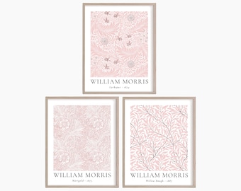 William Morris Blush Pink Botanical Prints Set (Digital Download)