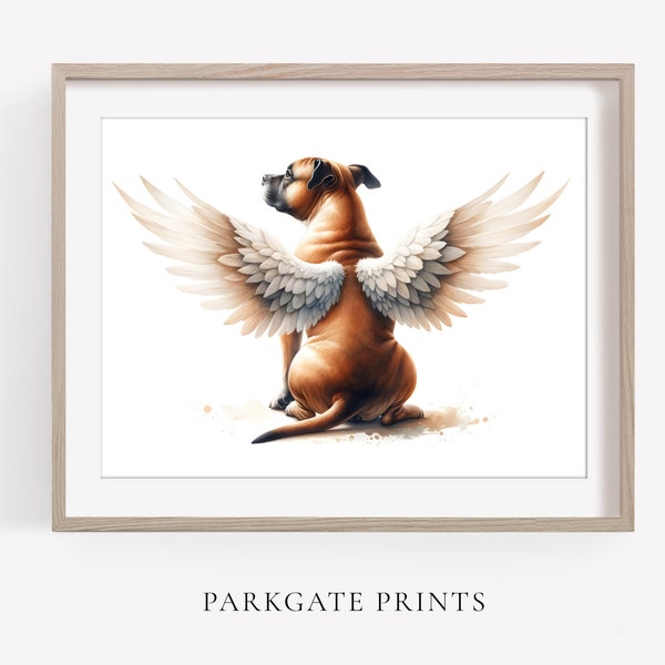 Staffordshire Bull Terrier Angel Wings Print, Staffordshire Bull Terrier Tribute, Dog Memorial, Dog Art, Rainbow Bridge Pet Loss, Dog Print