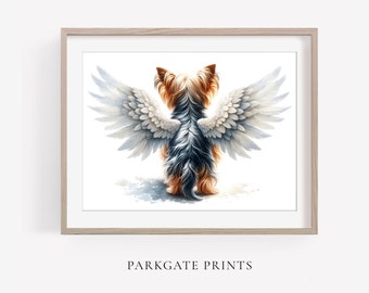 Yorkie Angel Wings Print: Watercolour Dog Memorial Art (Digital Download)Yorkshire Terrier Pet Loss