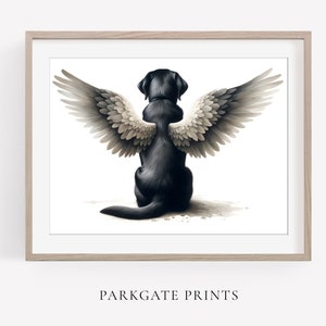 Black Labrador Print, Black Labrador Angel Wings Memorial Print, Dog Memorial, Dog Art, Watercolour Style, Pet Loss, Dog Loss, Dog Tribute