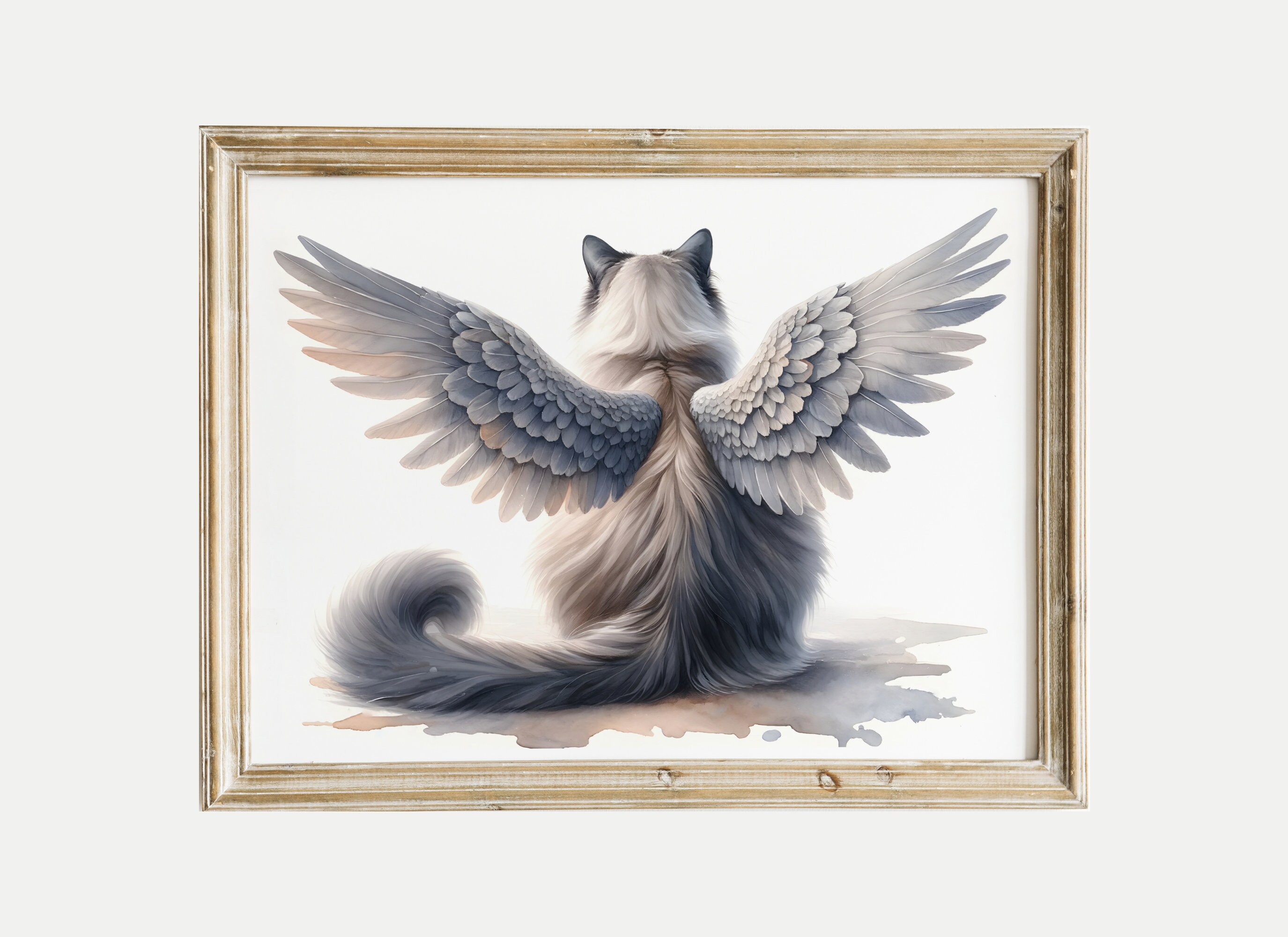 Ragdoll Cat Angel Wings Art Print, Cat With Angel Wings, Ragdoll Cat ...