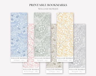 William Morris Printable Bookmarks: Vintage Botanical Art (Digital Download)  Vintage pattern Bookmark,