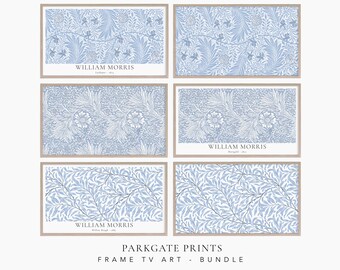 William Morris Frame TV Art: Vintage Botanical Prints (Digital Download) Art Nouveau, blue pattern