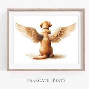 Golden Labrador Print, Labrador Angel Wings memorial Print, Dog Memorial, Dog Loss, Watercolour, Dog Print, Dog Tribute, Rainbow Bridge