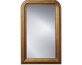 Miroir mural en bois décoré à la main à la feuille d'or ou d'argent - Miroir baroque - Disponible en or, argent ou ivoire patiné