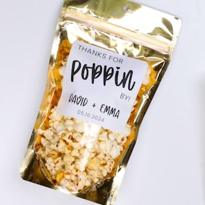 50 PCS Wedding Favor Bags, Pop Corn Favors, Rehearsal Dinner Snack Bags, Bridal Shower Treat Favors, Thanks for Popping by, Popcorn Bags