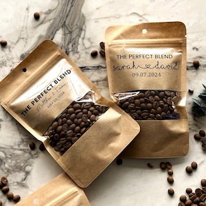 50 Pieces Coffee Wedding Favor Bags, The Perfect Blend, Personalized Coffee Pouch, Wedding Favors, Rehearsal Dinner, Engagement Party Favors