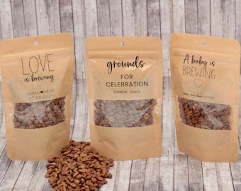 50 Pieces Personalized Wedding Favor Coffee Bags, The Perfect Blend Coffee Favor, Bridal Shower Favor, Grounds for Celebration, High-Quality