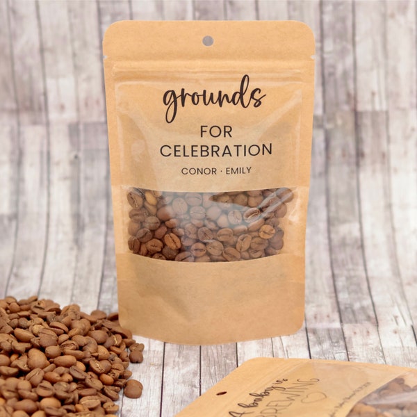 Grounds for Celebration Coffee Pouches, Personalized Wedding Favor Bags, Perfect Wedding Favors in Bulk, Unique  Resealable Coffee Bag Favor