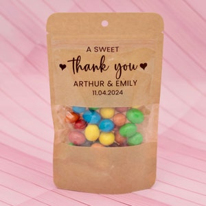 50 Pieces A Sweet Thank You Favor Bags and Stickers, Wedding Snack Bags, His Her Wedding Stickers and Bags, Rehearsal Dinner Favor Bags