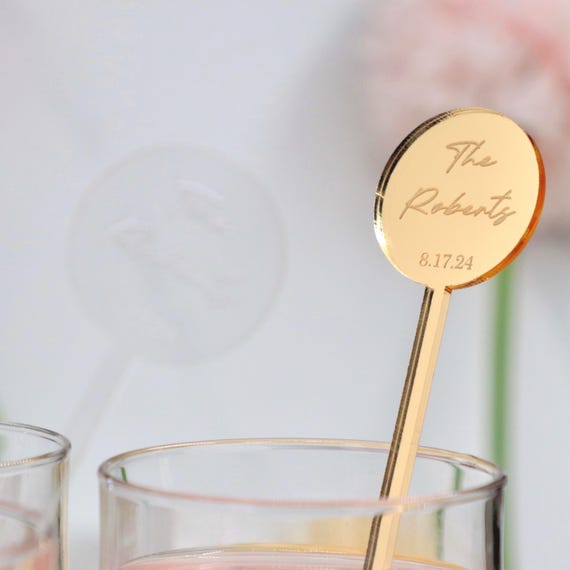 Custom Drink Stirrers Bulk 50 PCS, Personalized Wedding Stir Sticks, Cocktail Bar Drink Tags, Acrylic Drink Sticks for Events