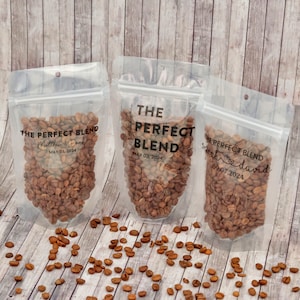 The Perfect Blend Coffee Pouches, Wedding Favor Bags, Personalized Wedding Favors, Rehearsal Dinner Favor, Bridal Shower Favors, Bulk Favor