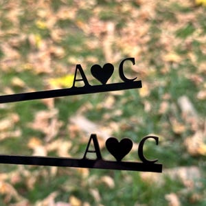 50 Pieces Wedding Drink Stirrers, Custom Wedding Cocktail Sticks, Initials and Heart Drink Stirrers, Wedding Favors, Signature Drink