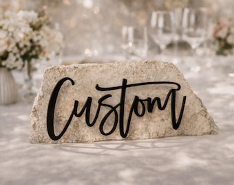 Letrero de boda acrílico personalizado con letras, decoración de piedra, palabras adhesivas modernas