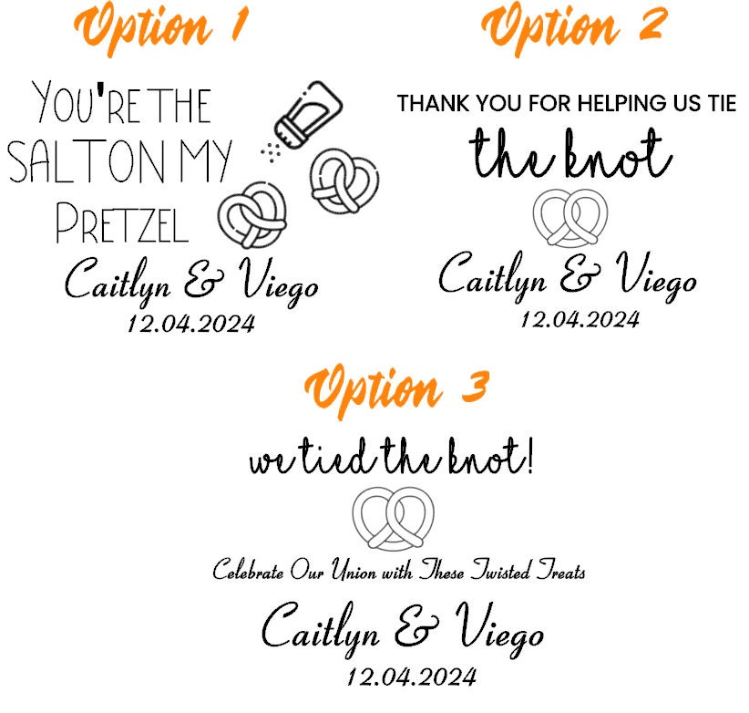 50 Stück Hochzeitsgeschenktüten, Gastgeschenke zum Probeessen, Brezeltüten mit der Aufschrift „We Tied the Knot“, Leckerlitüten zur Hochzeit, Snackbeutel zum Stehen