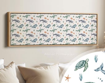 BLUE COASTAL ART blue shades in a wide format artwork ideal for expansive interiors perfect for living room hallway bedroom office