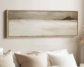 ABSTRACT BEIGE Narrow Wall Art, horizontal Wall Art, Large Framed Canvas, panoramic wall art, above bed decor, skinny wall art