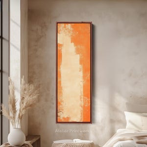 ORANGE ABSTRACT Vertical Wall Art - Tall Long Narrow Vertical Wall Decor, Large Canvas Wall Decor, Large framed canvas - V0130