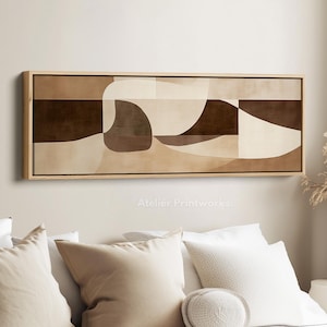 ABSTRACT BEIGE Horizontal Wall Art Long Narrow, Wide Slim Wall Art, Horizontal Wall Art, Wall Art, Wide Skinny Wall Art, H0233