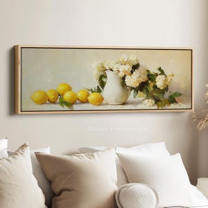 KITCHEN LEMON PAINTING Long Narrow Horizontal Wall Art, Large Canvas Decor, Large Canvas Art Work, Long Wall Art, Large Framed Picture H0210
