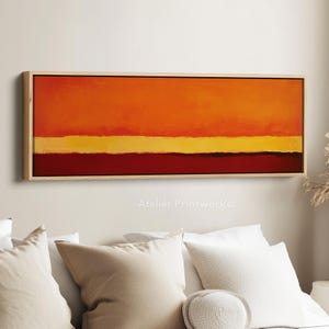 Orange Abstract long narrow art work, wide wall art, skinny wall art, panoramic wall art, panoramic canvas, wall art narrow - H0096