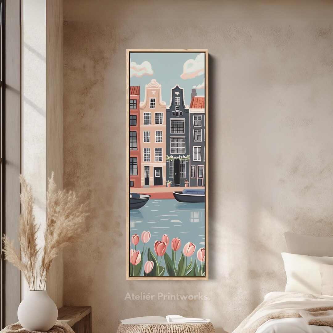 AMSTERDAM CANAL Wall Art Long Narrow Vertical Wall Art Large Canvas ...