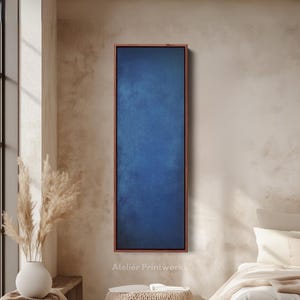 BLUE ABSTRACT Vertical Wall Art - Tall Long Narrow Vertical Wall Decor, Blue Large Canvas Wall Decor, Large framed canvas - V0128