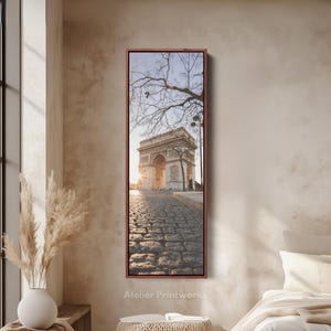 PARIS ARC De TRIOMPHE Large Vertical Framed Canvas Photograph, Paris Travel Picture, Long Narrow Tall Wall Decor, Travel Print - V0336