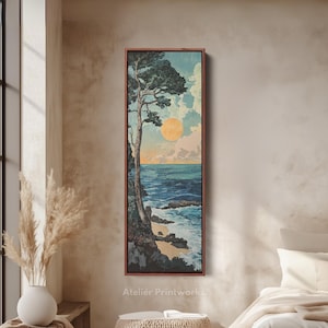 VERTICAL OCEAN Wall Art Long Skinny Narrow Canvas, Tall Vertical Wall Art, Framed Wall Decor, Large Framed Canvas - V0061