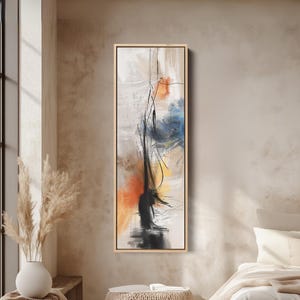 EXPRESSIVE ABSTRACT FIGURE Tall Vertical Wall Art Artistic Gesture Painting For Modern Interiors