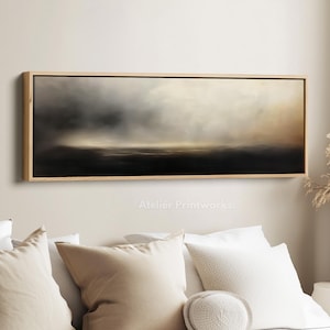 ABSTRACT LANDSCAPE Framed Canvas Wall Art Print, Long Horizontal Art, Wide Wall Art, Canvas Print, Large Panoramic Landscape - H0104
