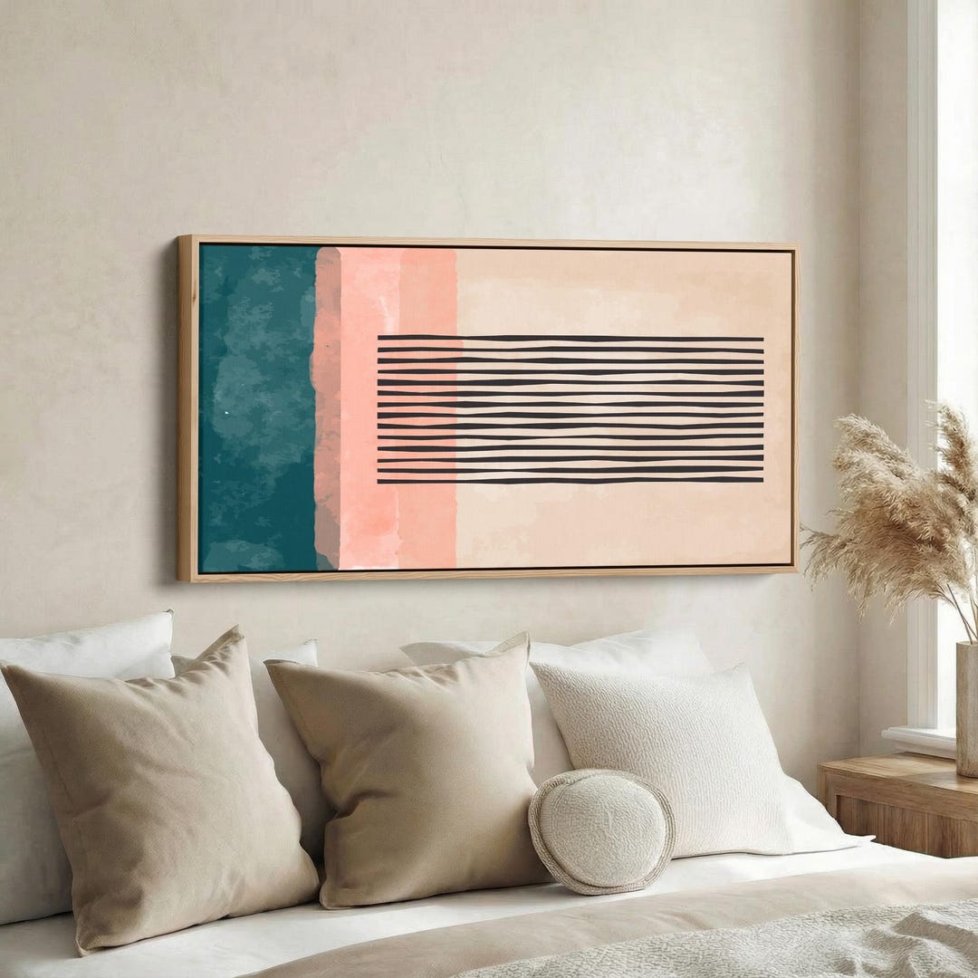 Long Minimalist Abstract Art Print, Wide Modern Wall Decor, Neutral ...