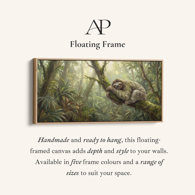Sloth Horizontal RAINFOREST SLOTH SCENE Wide Horizontal Wall Art Long Canvas Above Bed ...