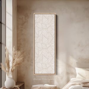 BEIGE MINIMALIST GEOMETRIC Long Narrow Wall Art, Tall slim wall art, Vertical Wall Art, Long Vertical Large Wall Art - V0301